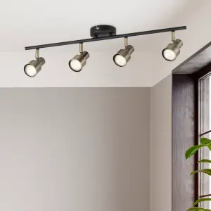 Noah 4 Bar Black and Antique Brass Spotlight