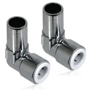 SPARES2GO 15mm x 10mm Pushfit Radiator Valve Chrome Reducing Elbow Stem Compression x 2