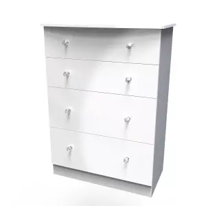 Broadway 4 Drawer Deep Chest with LED lights in White Gloss (Ready Assembled)