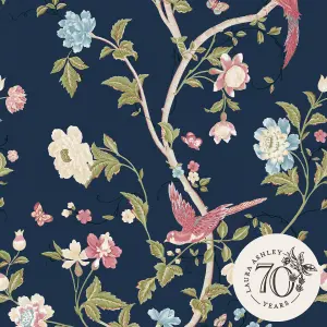 Laura Ashley Summer Palace Blue Trail Smooth Wallpaper