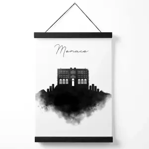 Monaco Watercolour Skyline City Medium Poster with Black Hanger