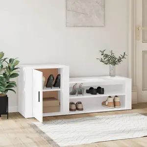 Berkfield Shoe Cabinet White 130x35x54 cm Engineered Wood