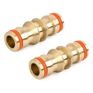 Brass Double Male Hose Connector Coupler Extender for Join Garden Hose Pipe Tube (Pack of 2)