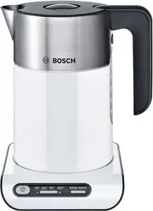 Bosch Styline Collection Kettle Twk8633gb, Four Temperature Control Settings, White And Stainless Steel