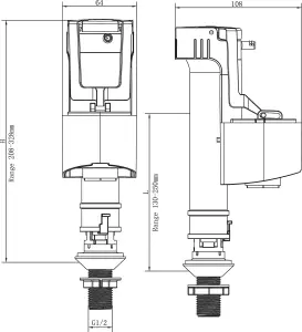 Flomasta Bottom inlet valve Brass & plastic Bottom entry Float Fill valve 25mm