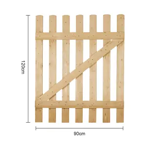 Vintage Wooden Garden Fence Gate Pedestrian Gate Single Swing Gate with Latch H 120cm x W 90cm