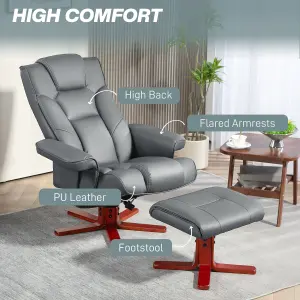 HOMCOM Reclining Armchair with Footstool and Adjustable Backrest, Grey