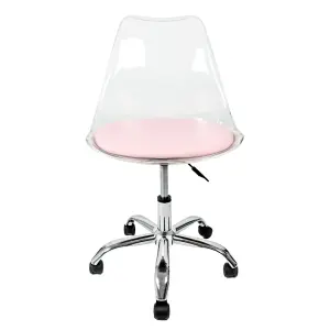 Soho Clear Plastic Dining Chair with Swivel Base Dusty Pink