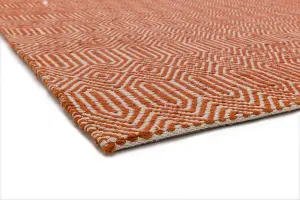 Orange Geometric Wool Modern Handmade Easy to Clean Rug for Living Room and Bedroom-100cm X 150cm