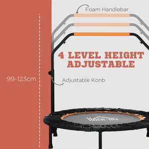 HOMCOM 40" Foldable Mini Fitness Trampoline w/ Foam Handle, Orange