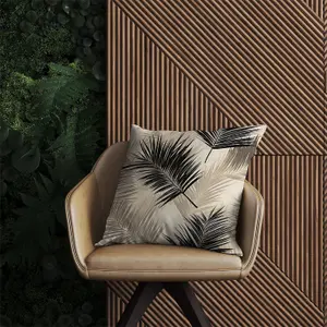 Black And White Tropical Palm Leaves Outdoor Cushion 60cm x 60cm