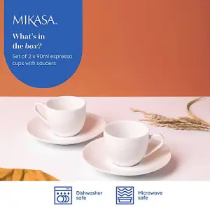 Mikasa Chalk Set of 2 Espresso Cups & Saucers