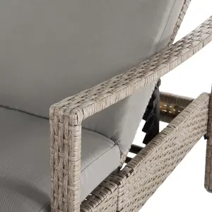 Sun Lounger with Cushion PE Rattan Taupe VASTO