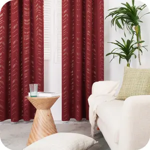 Deconovo Foil Printed Blackout Curtains 46 x 54 Inch Dark Red 2 Panels Thermal Insulated Window Eyelet Curtains Bedroom Curtains