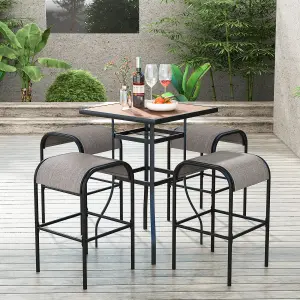 COSTWAY Set of 2 Patio Bar Stools 76 cm Outdoor Metal Bar Height Bistro Stools