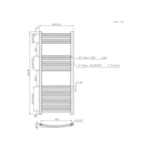 Rinse Bathrooms Electric Heated Towel Rail Curved Black Bathroom Towel Radiator 1200x500mm - 600W