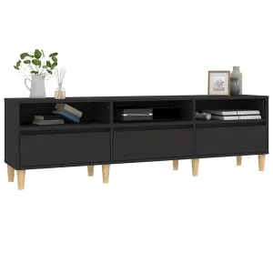 Berkfield TV Cabinet Black 150x30x44.5 cm Engineered Wood