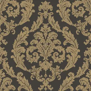 Galerie Palazzo Bronze Brown Silk Damask Embossed Wallpaper