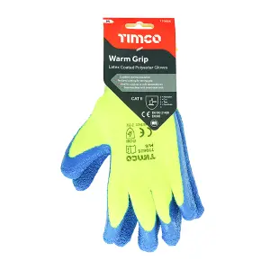 Timco - Warm Grip Gloves - Crinkle Latex Coated Polyester (Size Medium - 1 Each)