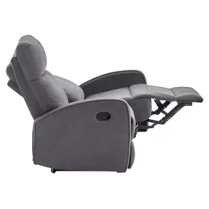 2 Seater Manual Reclining Sofa in Dark Grey Fabric - Parma