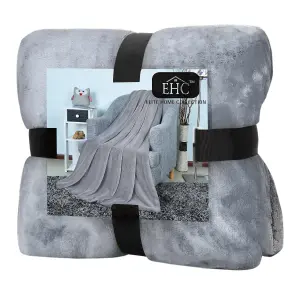 EHC Super Soft Fluffy Snugly Solid Flannel Fleece Throws for Sofa Bed Blankets, Light Grey 150 cm x 200 cm