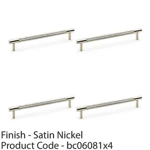 4 PACK - Knurled T Bar Door Pull Handle - Satin Nickel - 160mm Centres Premium Drawer