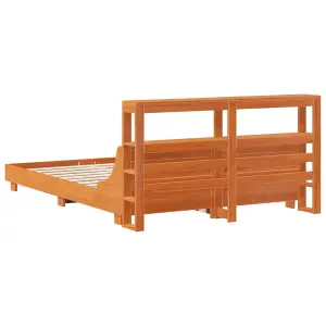 Berkfield Bed Frame without Mattress Wax Brown 135x190 cm Double Solid Wood Pine