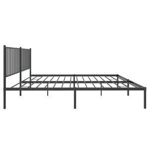 Berkfield Metal Bed Frame with Headboard Black 193x203 cm