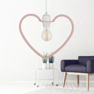 First Choice Lighting Pink Easy Fit Heart Shaped Pendant Shade