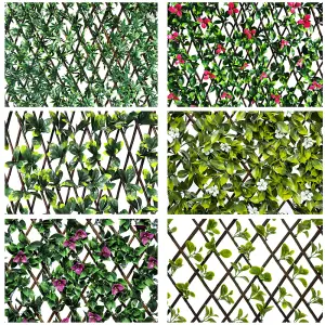 Expanding Wooden Trellis Privacy Screen - 200cm x 100cm - Garden Balcony Fence - Sakura