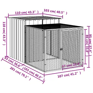 Chicken Cage with Run Anthracite 110x201x110 cm Galvanised Steel