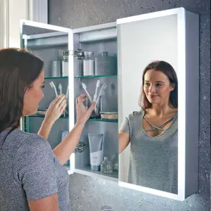 UK Home Living Avalon - PRICE REDUCED -LED Mirror Cabinet W/Demister Pad & Shaver Socket 600x700mm