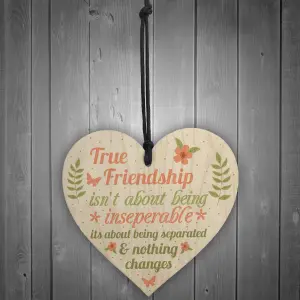 Red Ocean True Friendship Gift Best Friend Sign Handmade Wood Heart Chic Plaque Birthday Thank You Gift