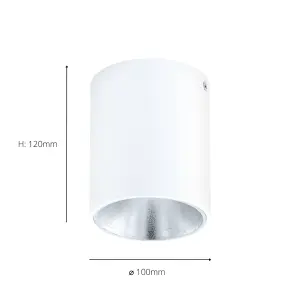 EGLO Polasso Cylindrical White/Silver LED Ceiling Light