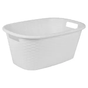 Plastic Laundry Basket with Handles White