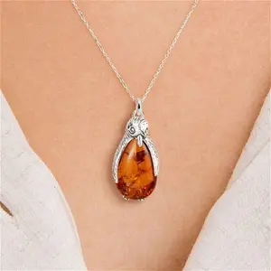 Sterling Silver Baltic Amber Penguin Necklace