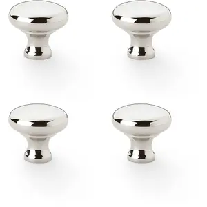 4 PACK - Victorian Round Door Knob - Polished Nickel 32mm - Kitchen Cabinet Pull Handle