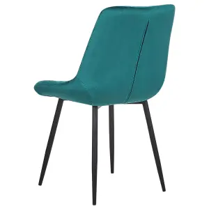 Set of 2 Dining Chairs MELROSE Velvet Turquoise