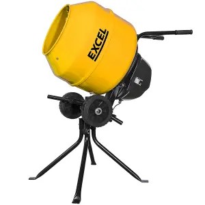 Excel 160L Portable Cement Mixer 240V/650W with Wheels - Yellow