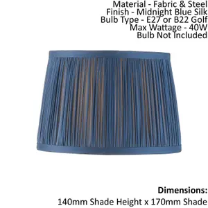 Tapered Cylinder Lamp Shade - Midnight Blue Silk - 40W E27 or B22 golf