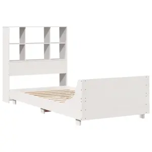 Berkfield Bed Frame without Mattress White 75x190 cm Small Single Solid Wood Pine