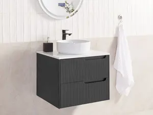 Bathroom Wall Mounted Cabinet 60 x 52 cm Black QUINTELA