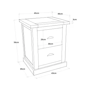 Cosenza 2 Drawer Bedside Table Chrome Cup Handle