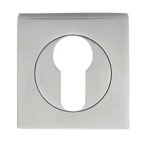 Square Euro Profile Escutcheon 52 x 52mm Concealed Fix Satin Chrome