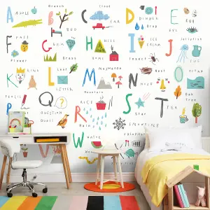 Origin Murals Childrens Alphabet Illustrations Multi Bright Matt Smooth Paste the Wall Mural 350cm Wide X 280cm High