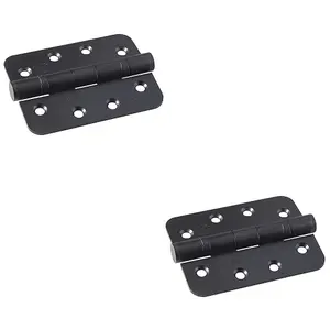 2 PACK - PAIR Grade 13 Heavy Duty Ball Bearing P Hinge RADIUS 107 x 77mm Matt Black Door