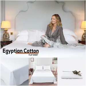 100% Egyptian Cotton Flat Sheets White Bed Sheet Single Double King S.King Size Hotel Quality Flat Bed Sheets