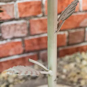 White Miniature Bird Bath or Seed Feeder - Metal Outdoor Garden Flower Design Water Bowl or Feeding Station - H36 x 31cm Diameter