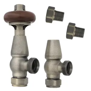 Rinse Bathrooms Chelsea Traditional Angled TRV Thermostatic Radiator Valves Antique Brass