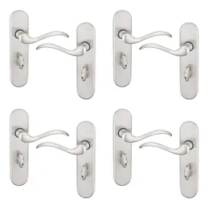 URBNLIVING 150mm Length 8 Pcs Geneva Scroll Metal & Satin Nickel Lever Latch Door Bathroom Handle Set